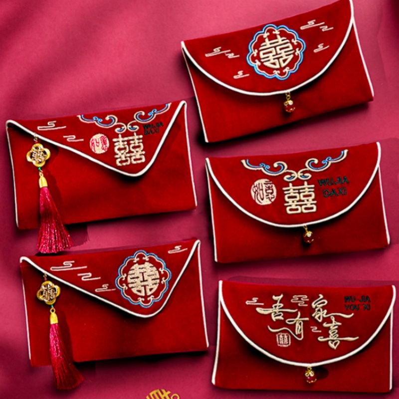 Embroidery Wedding - 1 szt. Czerwona koperta ślubna z