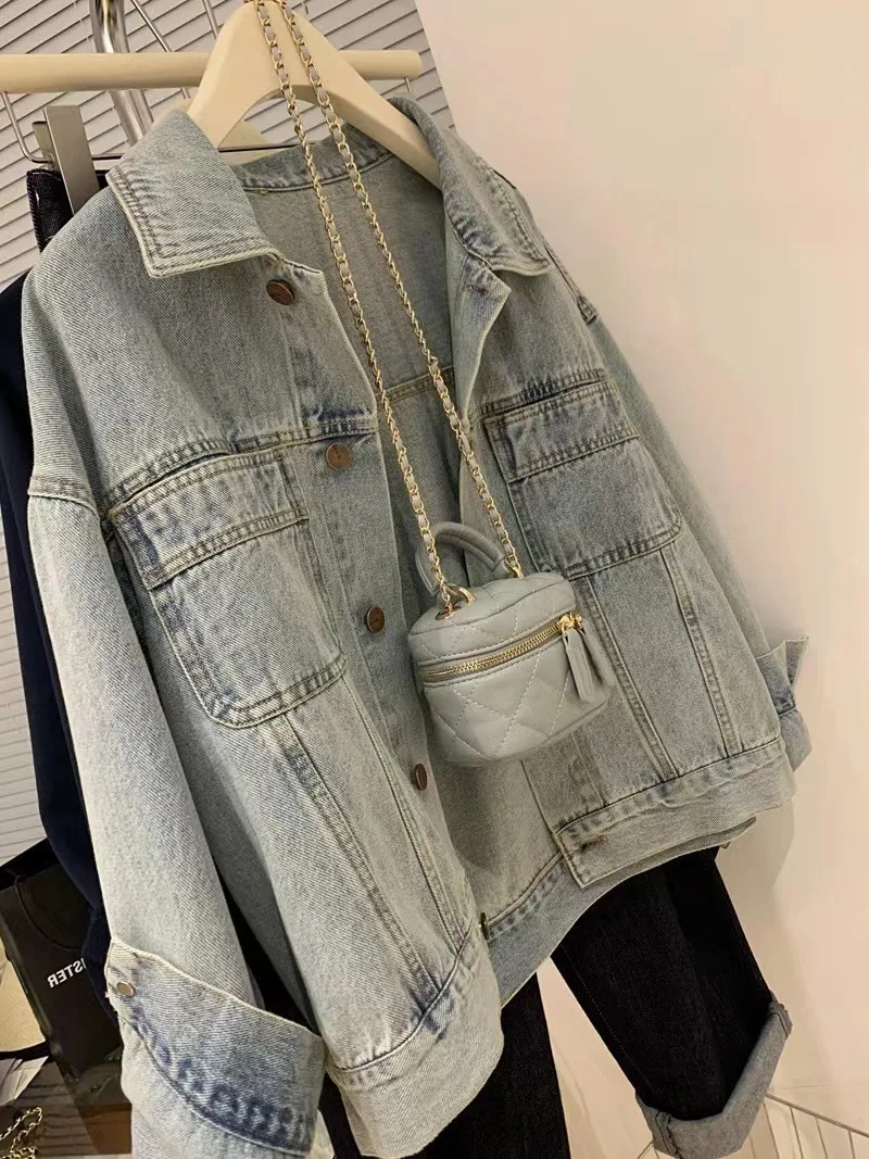 Embroidery Jacket Jeans - Płaszcz dżinsowy Kobiety Y2k Wiosna Jesień