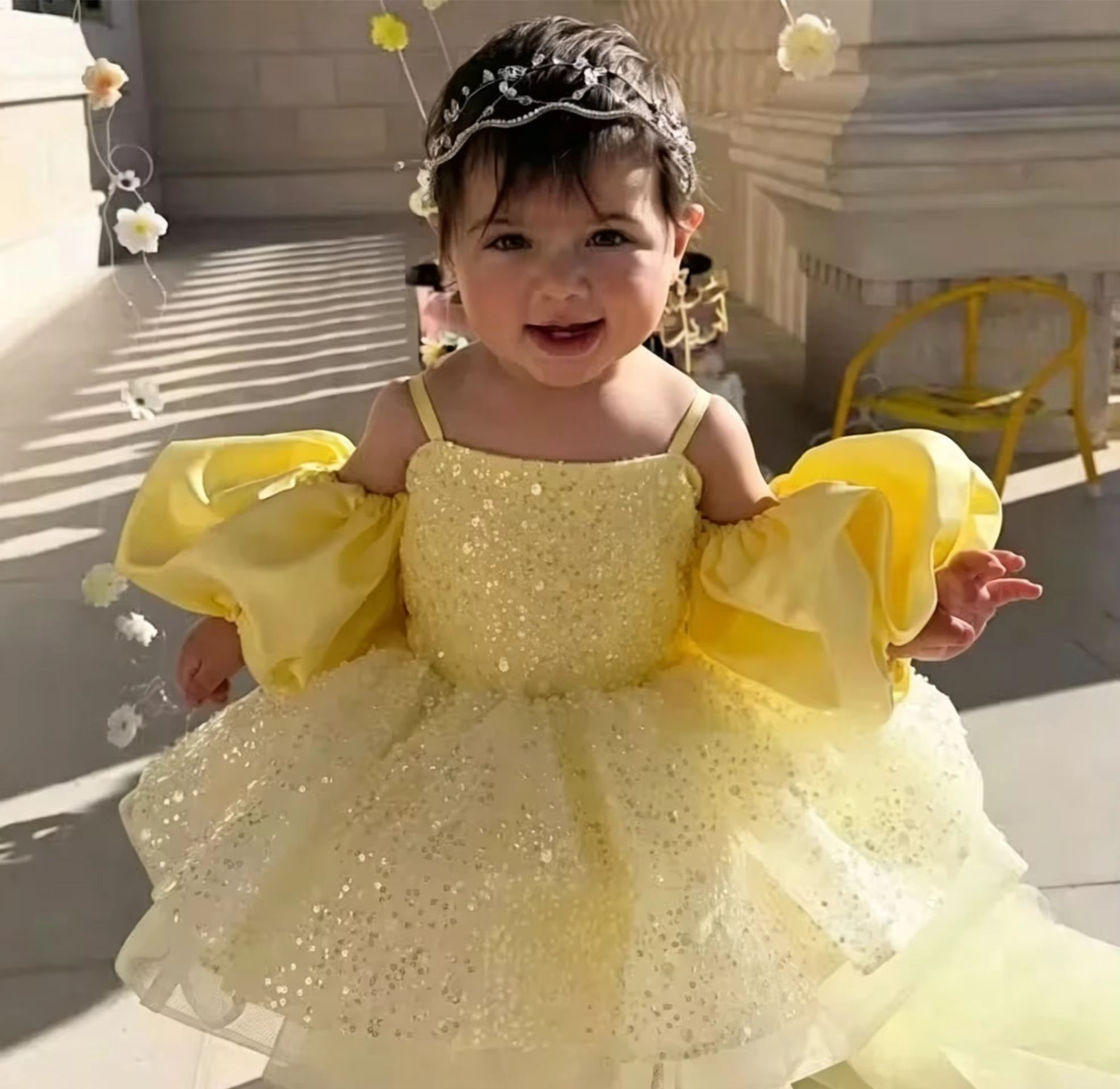 Embroidery Yellow Dress - Urocze Żółte Sukienki dla Druhenek na