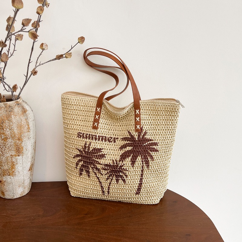 Embroidery Bali - Prosta, modna torba z haftem, pleciona