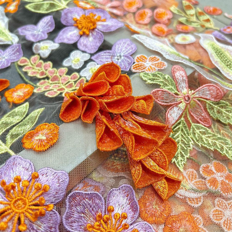 Embroidery Yellow Dress - Żółta dzwonkowa koralikowa haftowana tkanina 3D