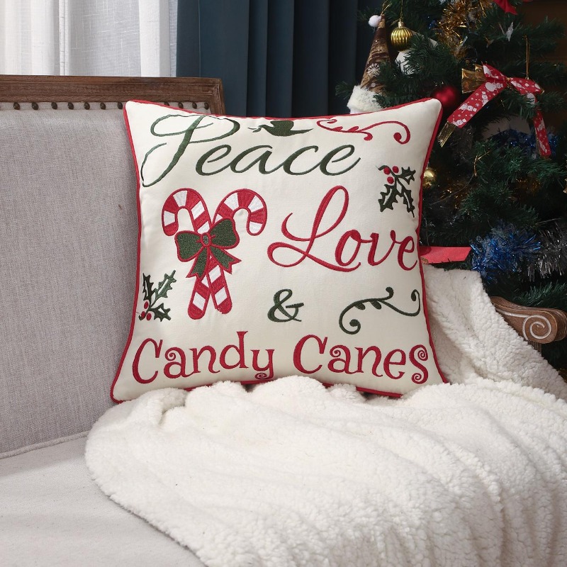 Embroidery Xmas Decorations - Poszewka na poduszkę świąteczną z haftem: