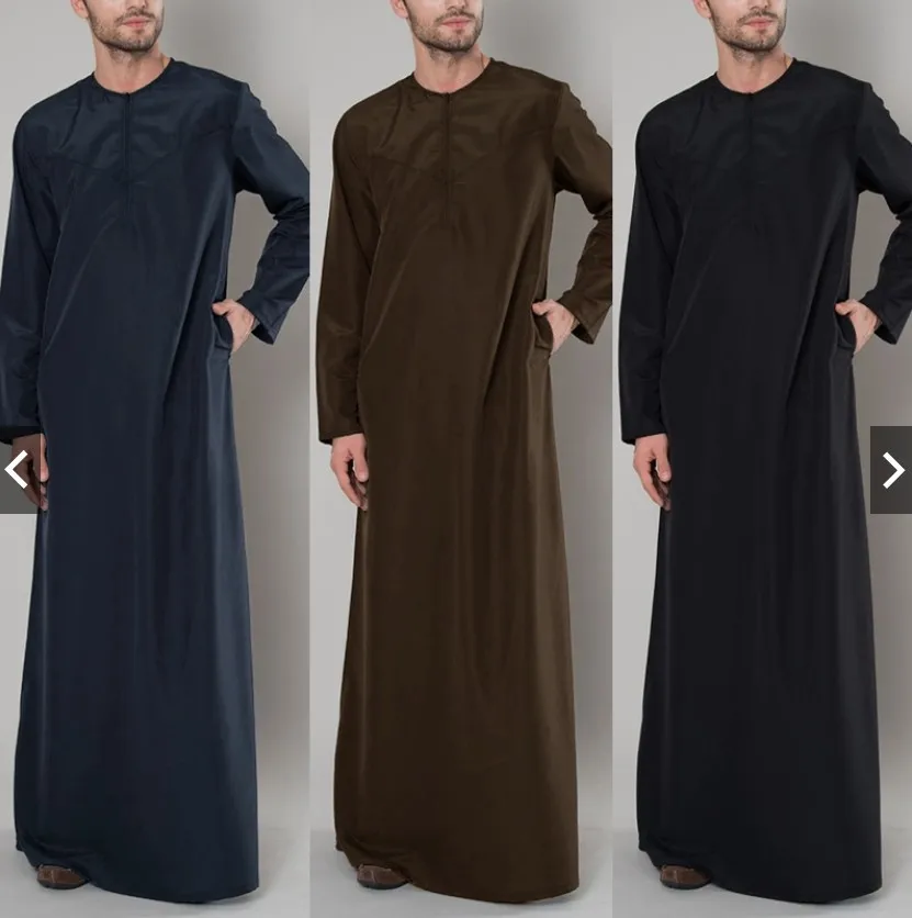 Embroidery Arabic - Eid Muslim Jubba Thobe Men Ramadan