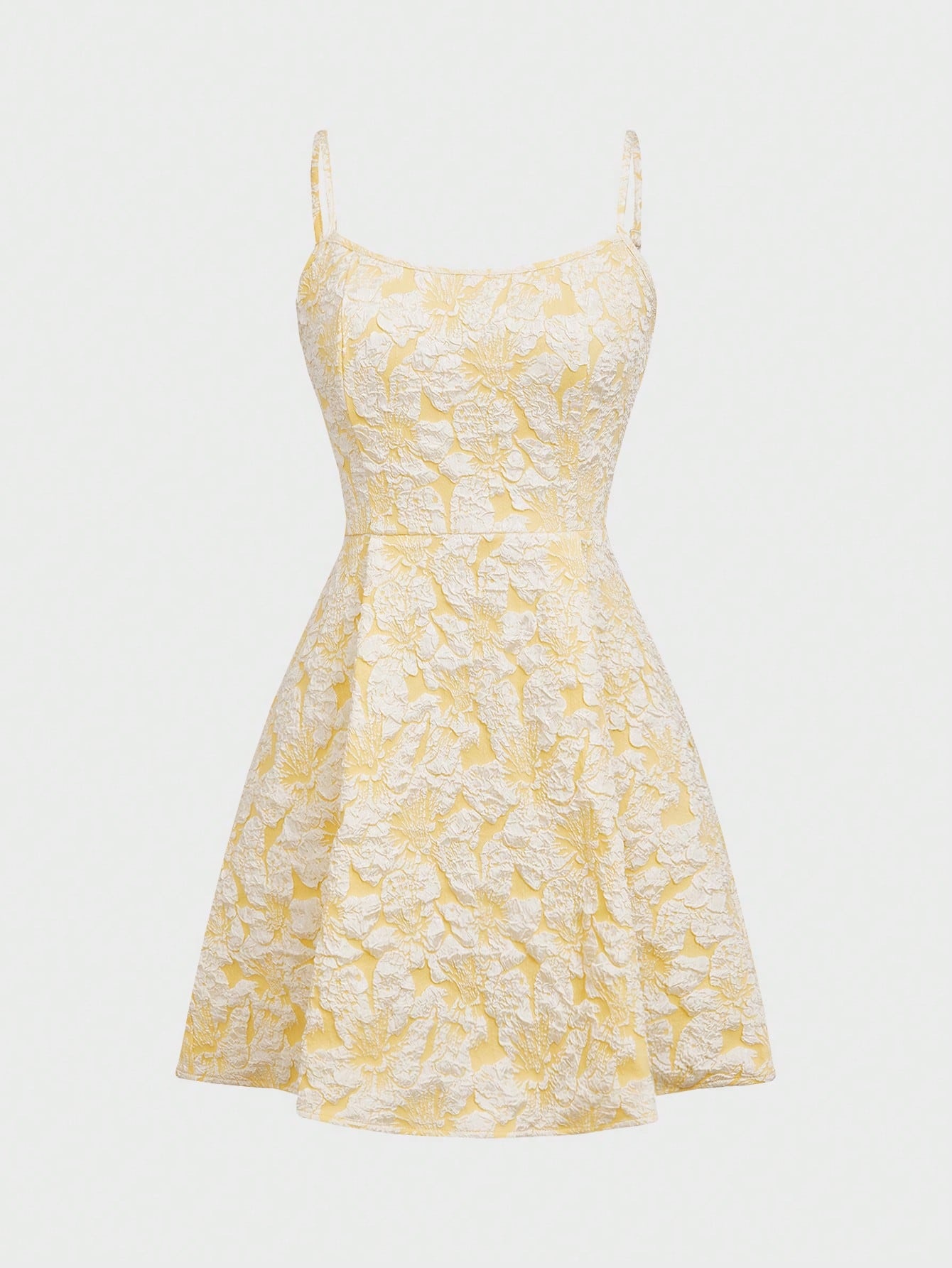 Embroidery Yellow Dress - Damska sukienka mini w kształcie litery