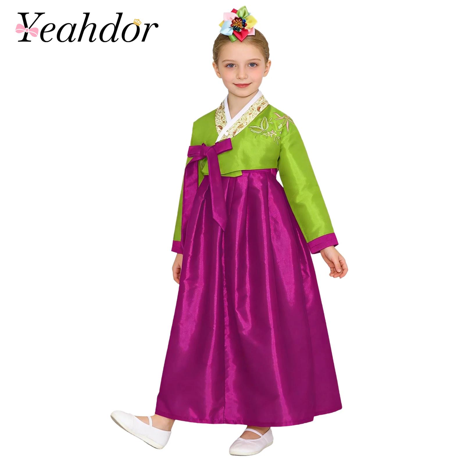Embroidery Wedding - Dziecięcy koreański strój Hanbok dla dziewczynek,