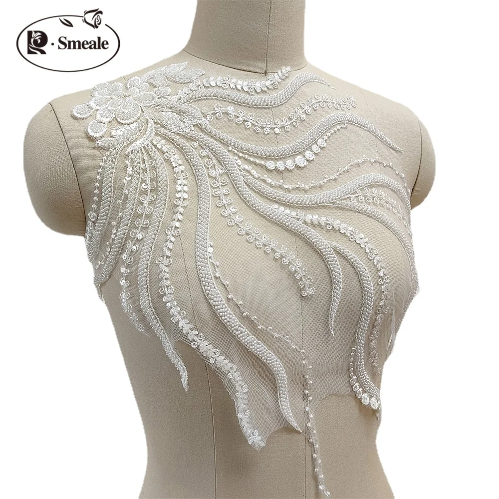Embroidery Abaya - Koralikowe cekiny koronkowe kwiaty na klatce