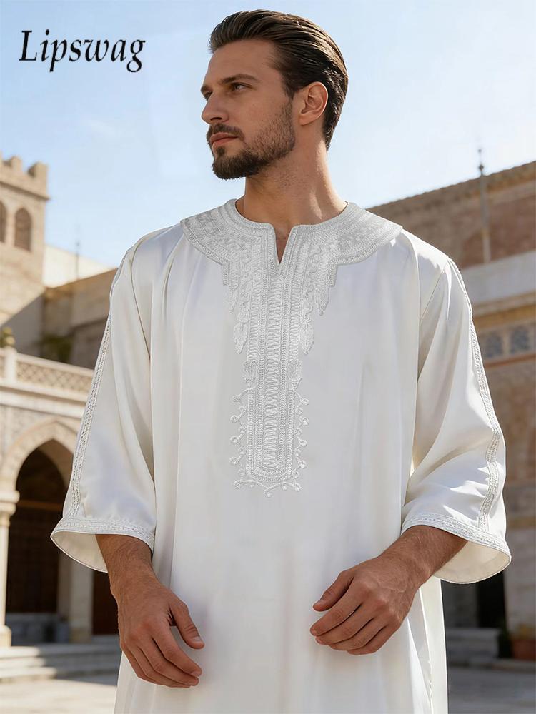 Embroidery Arabic - Męska szata islamska muzułmańska arabska, vintage