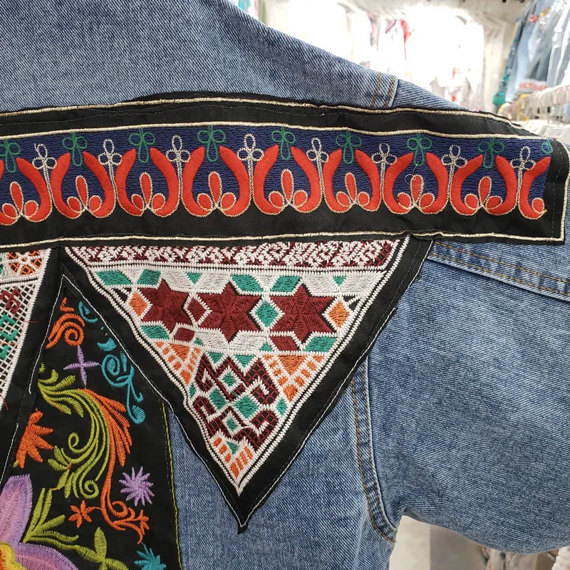 Embroidery Jacket Jeans - Damska kurtka jeansowa w stylu vintage,