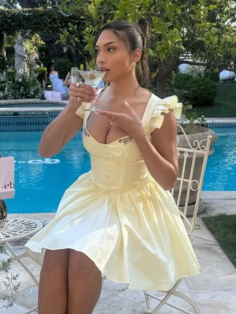 Kwiatowy haft Bawełniana letni – Embroidery Yellow Dress recenzja i cena