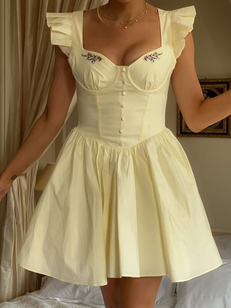 Kwiatowy haft Bawełniana letni – Embroidery Yellow Dress recenzja i cena