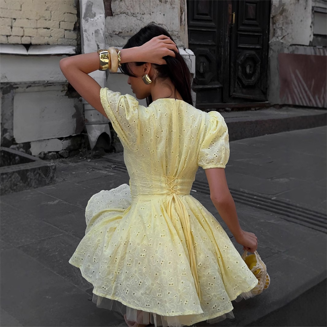 Sukienka z czystej bawełny, żó – Embroidery Yellow Dress recenzja i cena