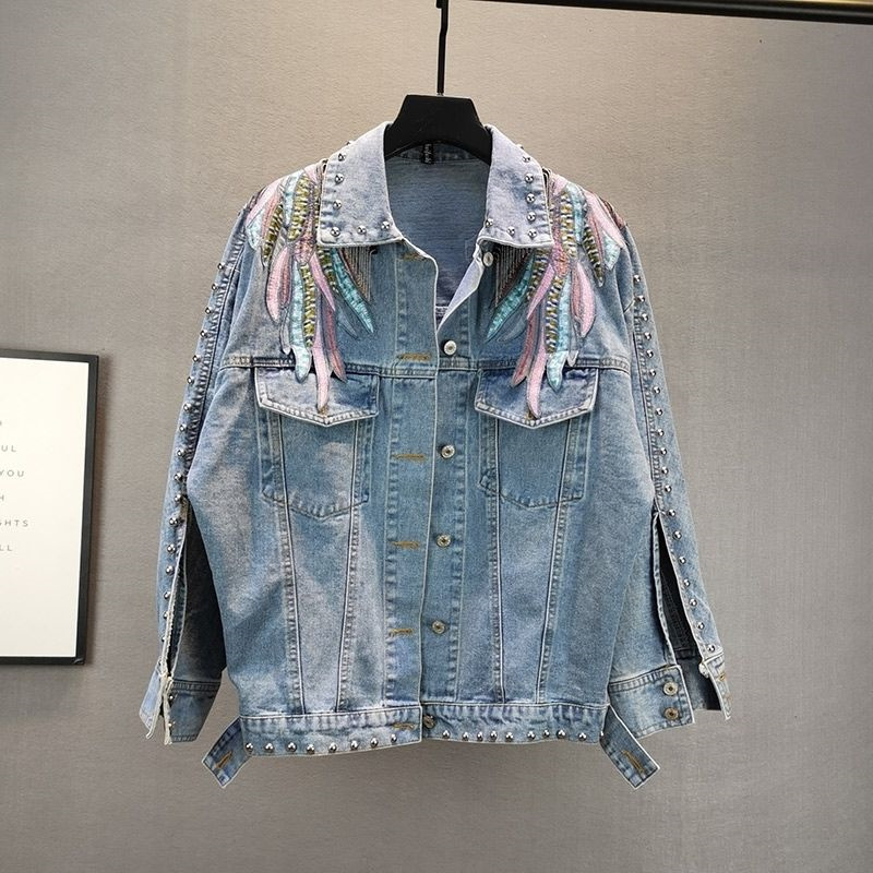 2024 New AutumnFashion nit dam – Embroidery Jacket Jeans recenzja i cena