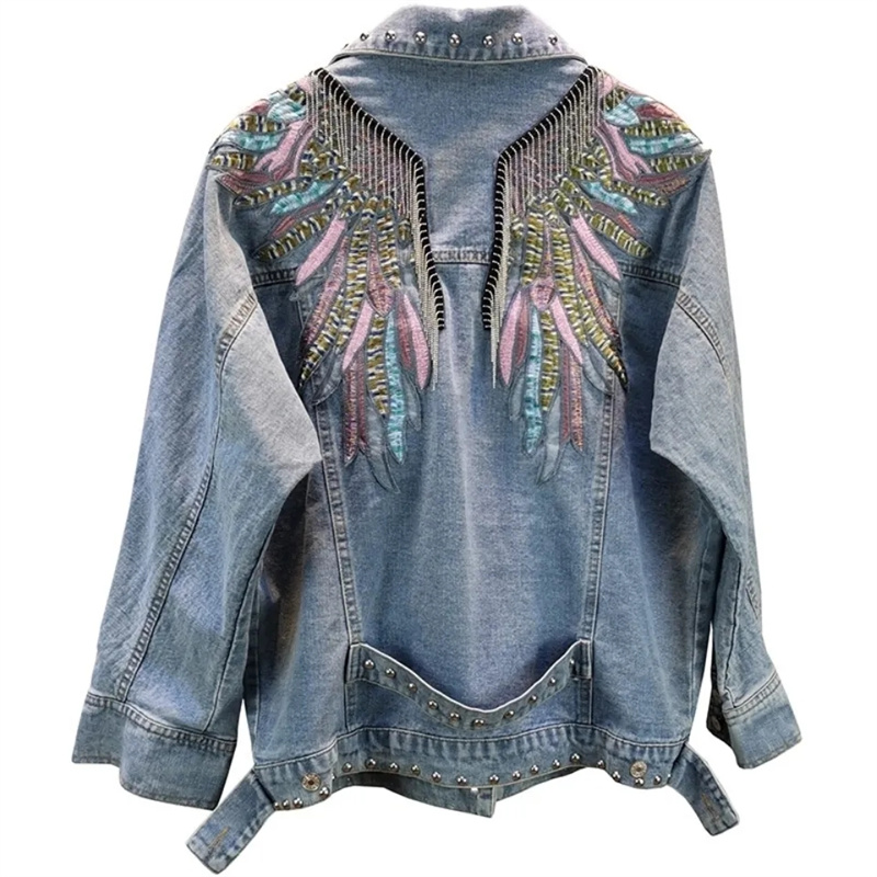 2024 New AutumnFashion nit dam – Embroidery Jacket Jeans recenzja i cena