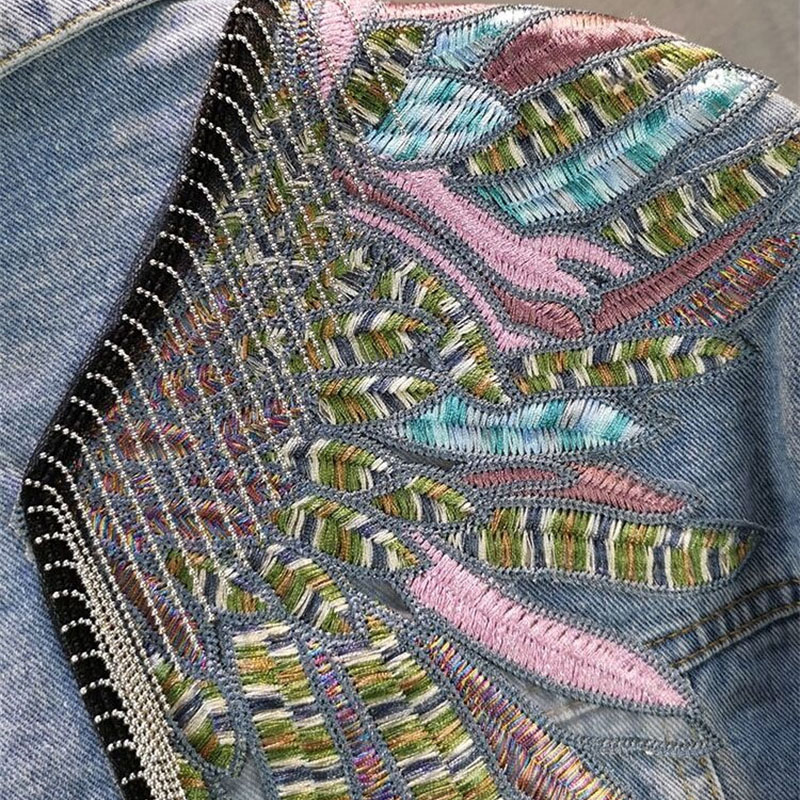 2024 New AutumnFashion nit dam – Embroidery Jacket Jeans recenzja i cena