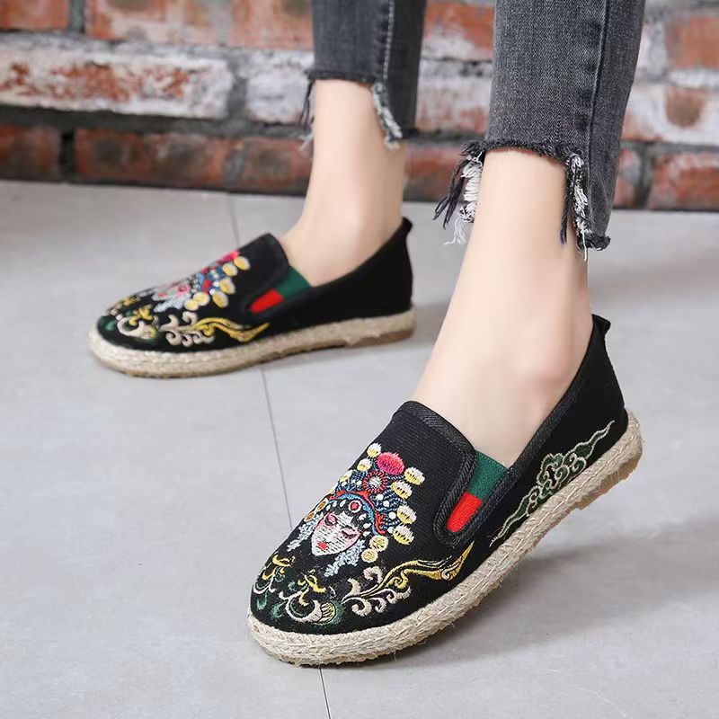 Damskie płaskie buty z haftowa – Embroidery Fabric recenzja i cena