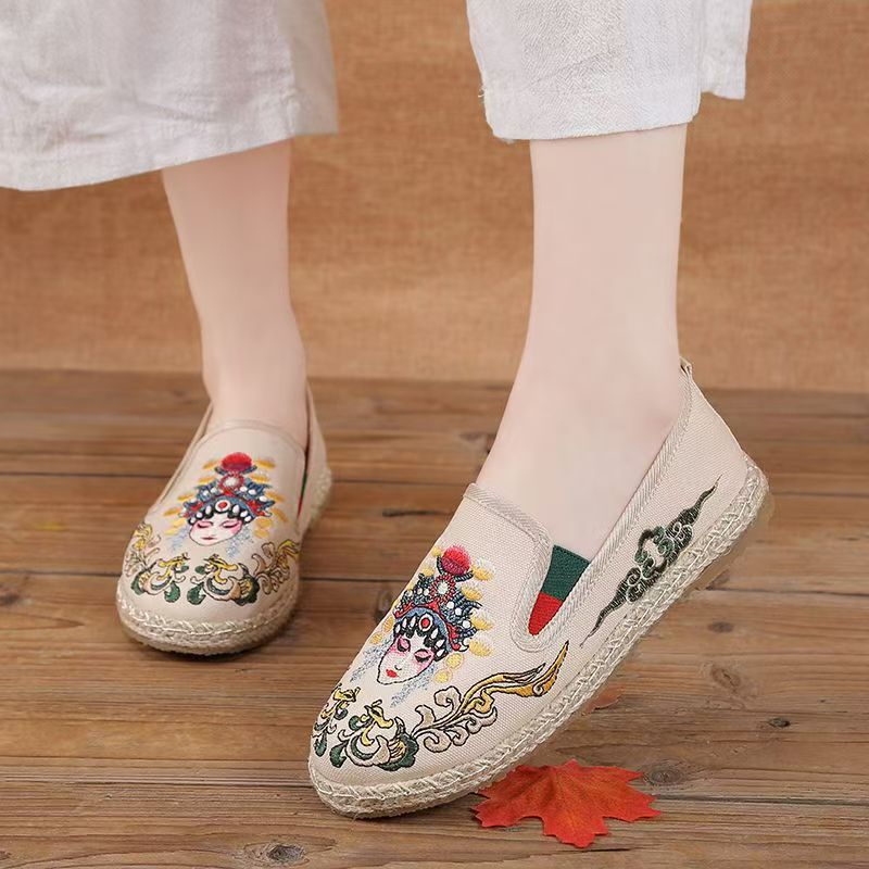 Damskie płaskie buty z haftowa – Embroidery Fabric recenzja i cena
