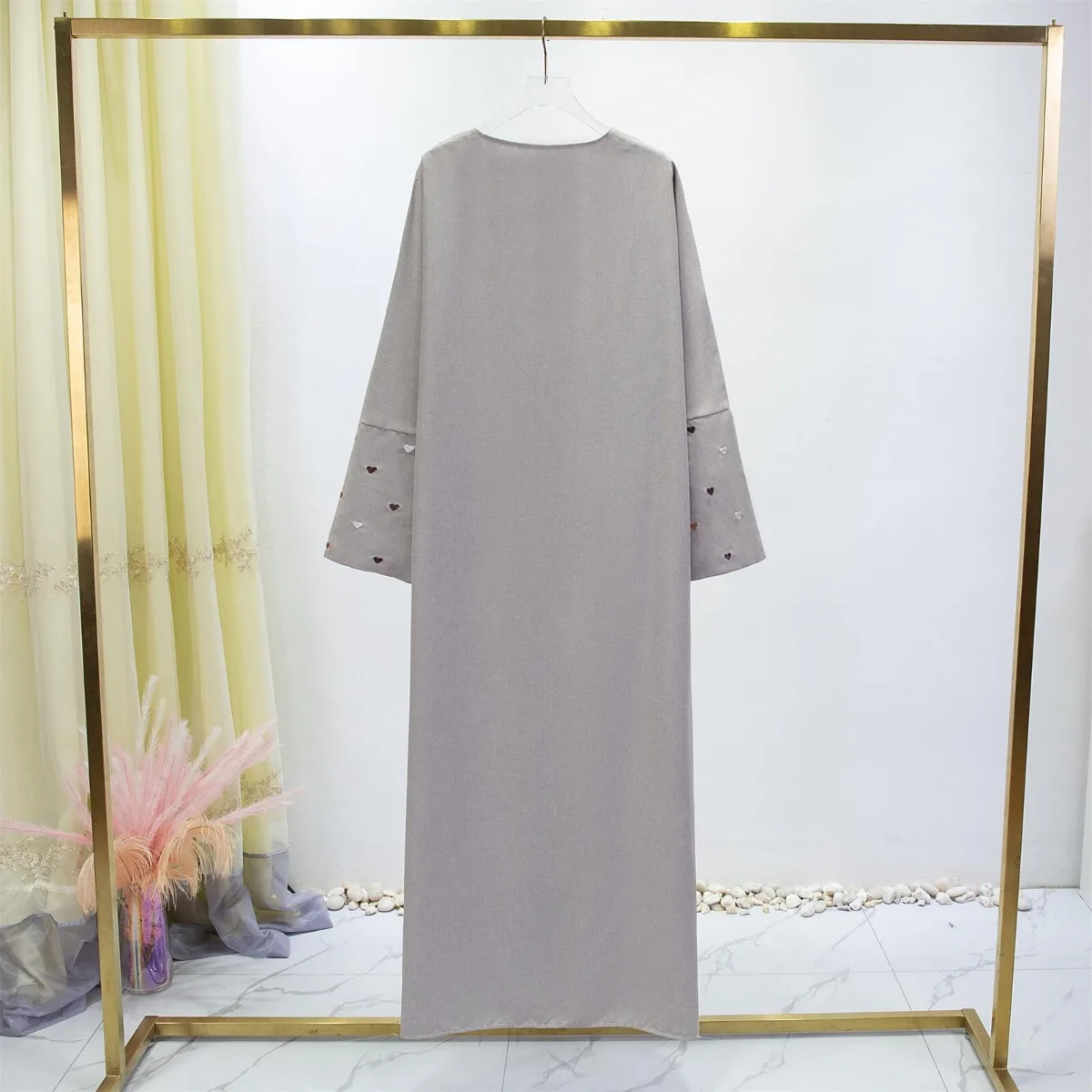 Kobiety Jilbabs otwarty przód  – Embroidery Abaya recenzja i cena