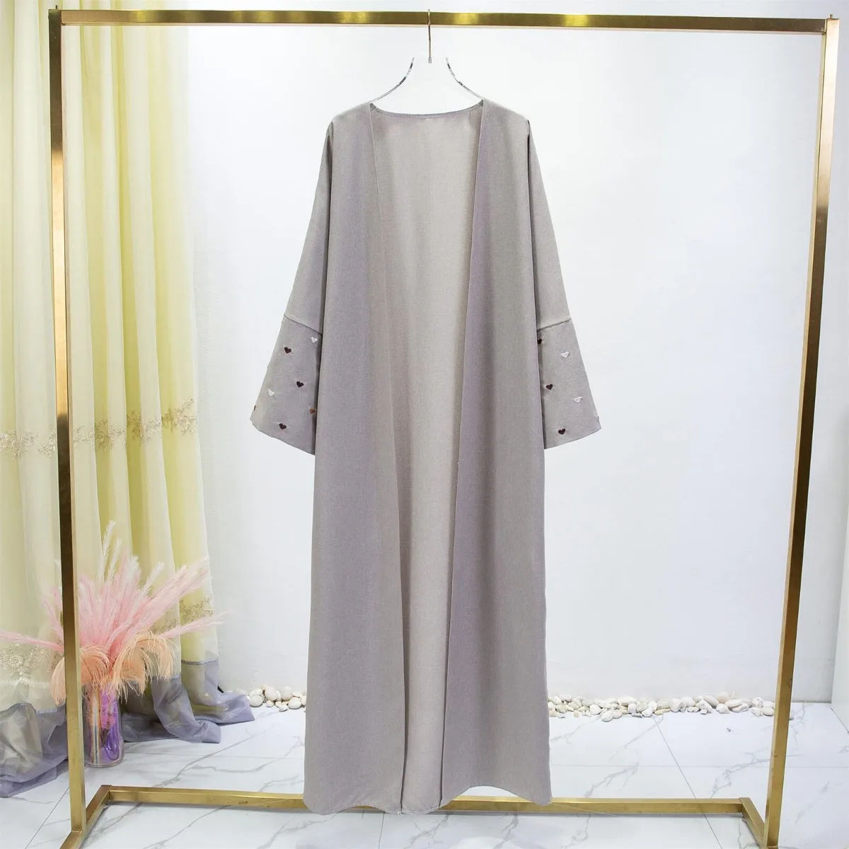 Kobiety Jilbabs otwarty przód  – Embroidery Abaya recenzja i cena