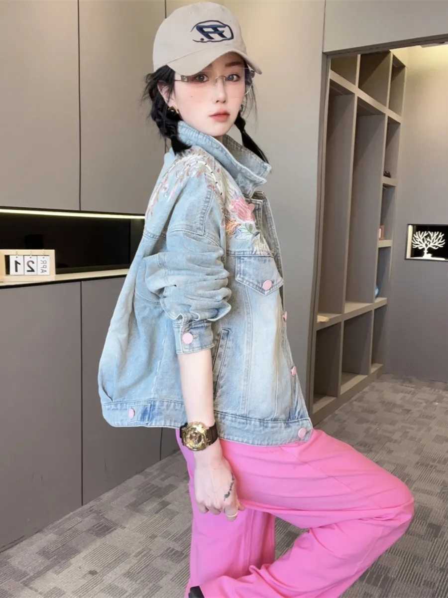 Wiosna Jesień Krótka Kurtka Dż – Embroidery Jacket Jeans recenzja i cena
