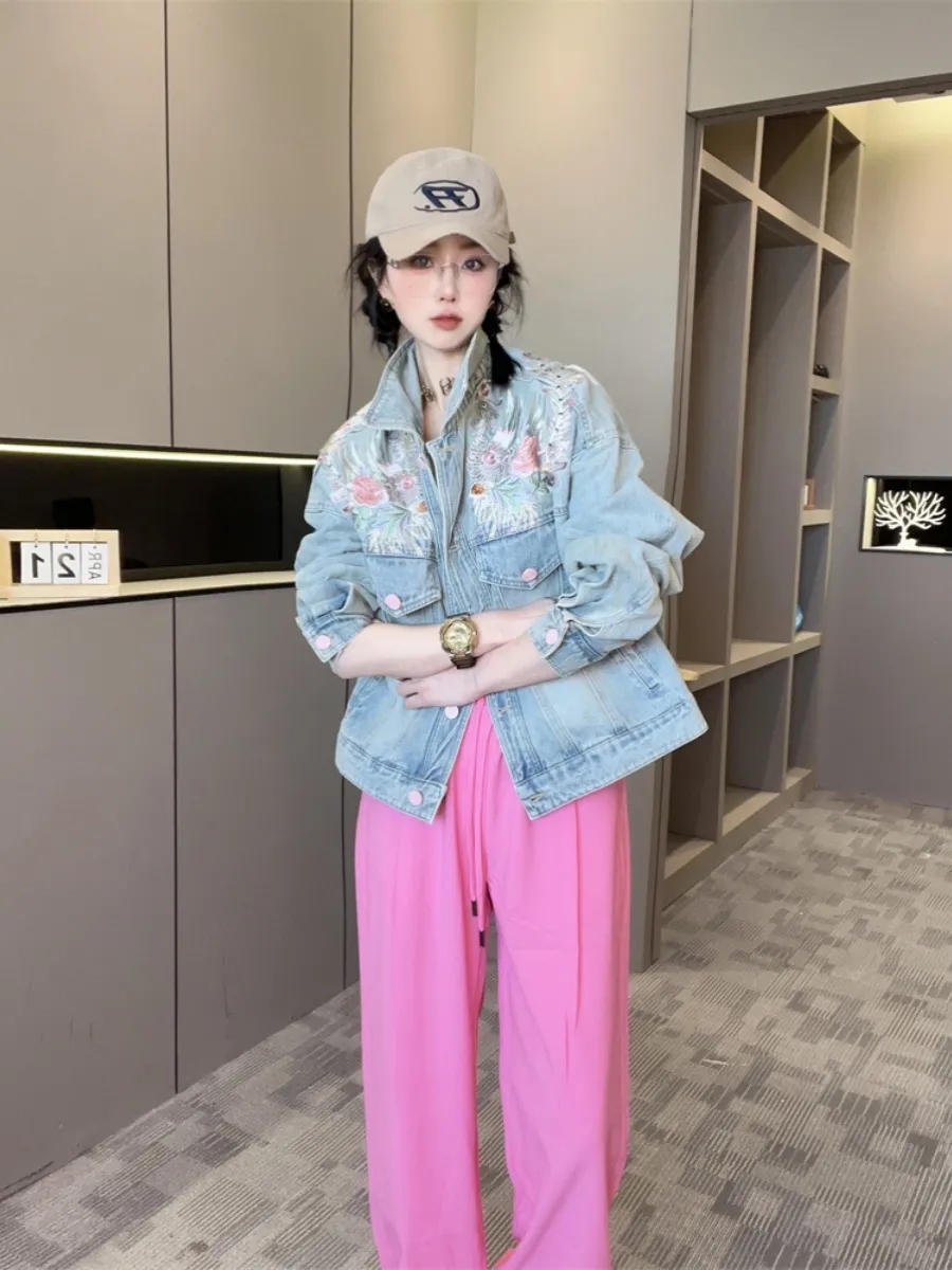Wiosna Jesień Krótka Kurtka Dż – Embroidery Jacket Jeans recenzja i cena