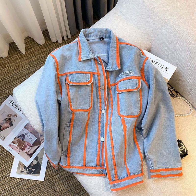 Retro Women Striped Graffiti C – Embroidery Jacket Jeans recenzja i cena