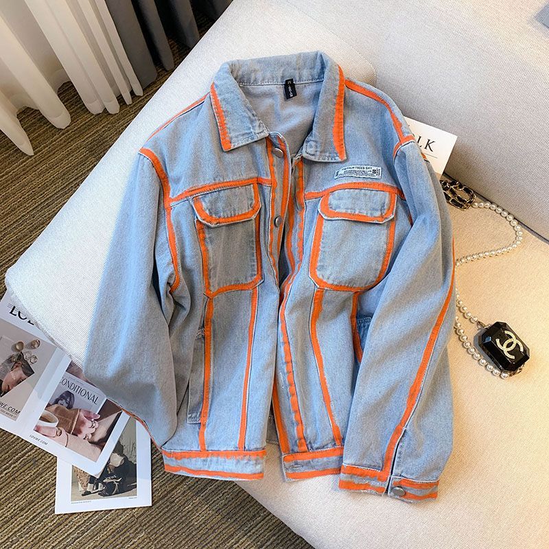 Retro Women Striped Graffiti C – Embroidery Jacket Jeans recenzja i cena