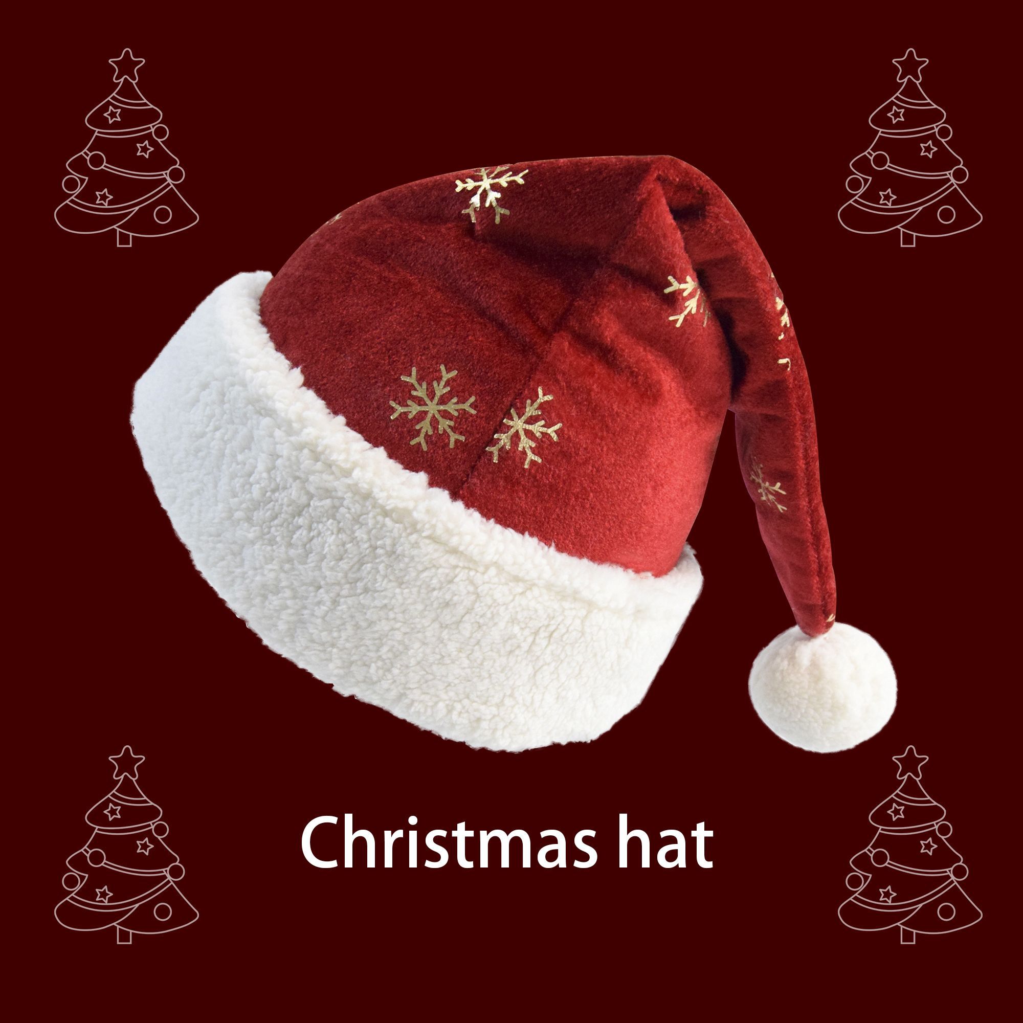 Czapka świąteczna z bordowego  – Embroidery Xmas Decorations recenzja i cena