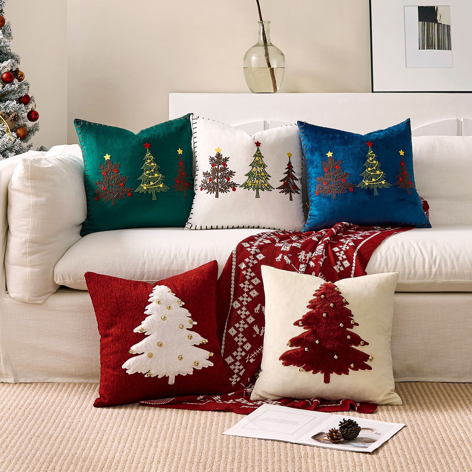 1 szt. Poszewka na poduszkę z  – Embroidery Xmas Decorations recenzja i cena